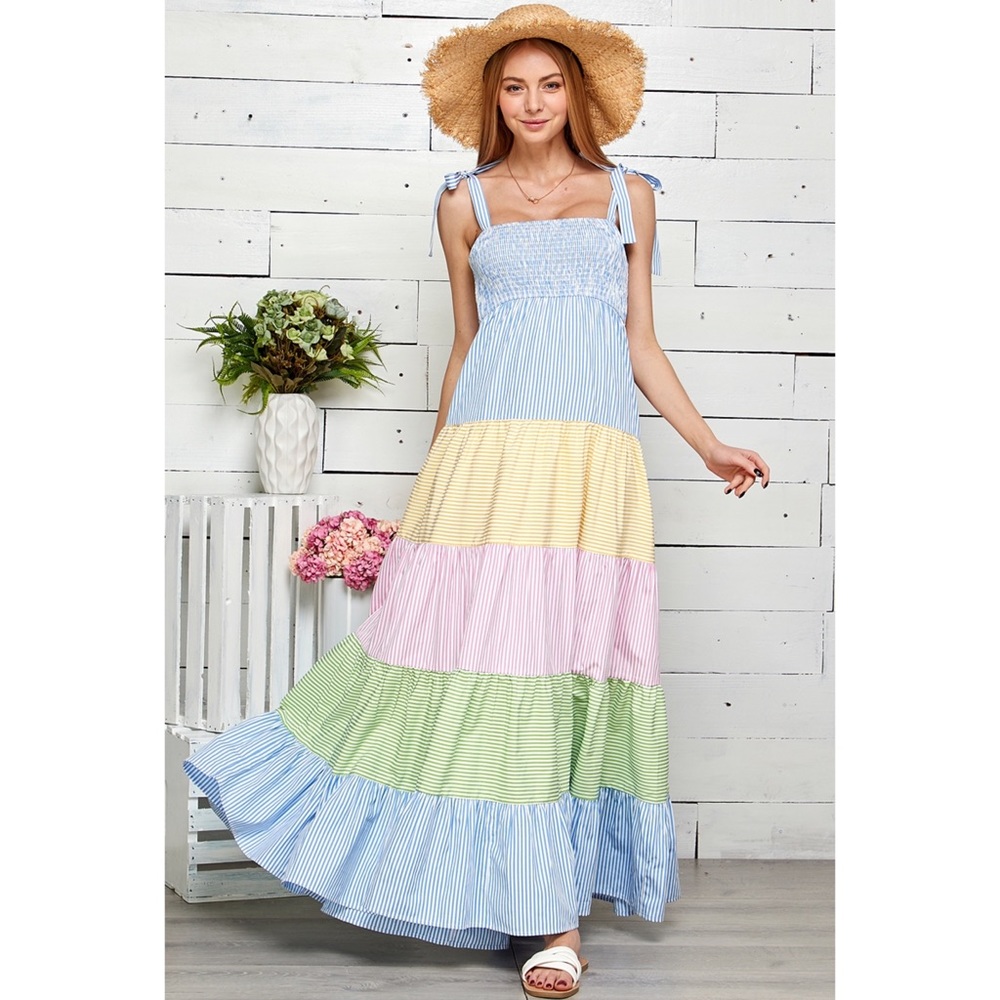 Azura striped color block maxi dress